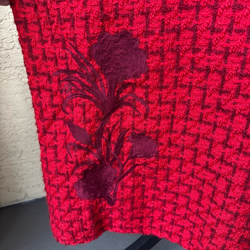 Fanm Mon Gulia Peplum Red Tweed Midi Dress XL - Picture 6 of 13